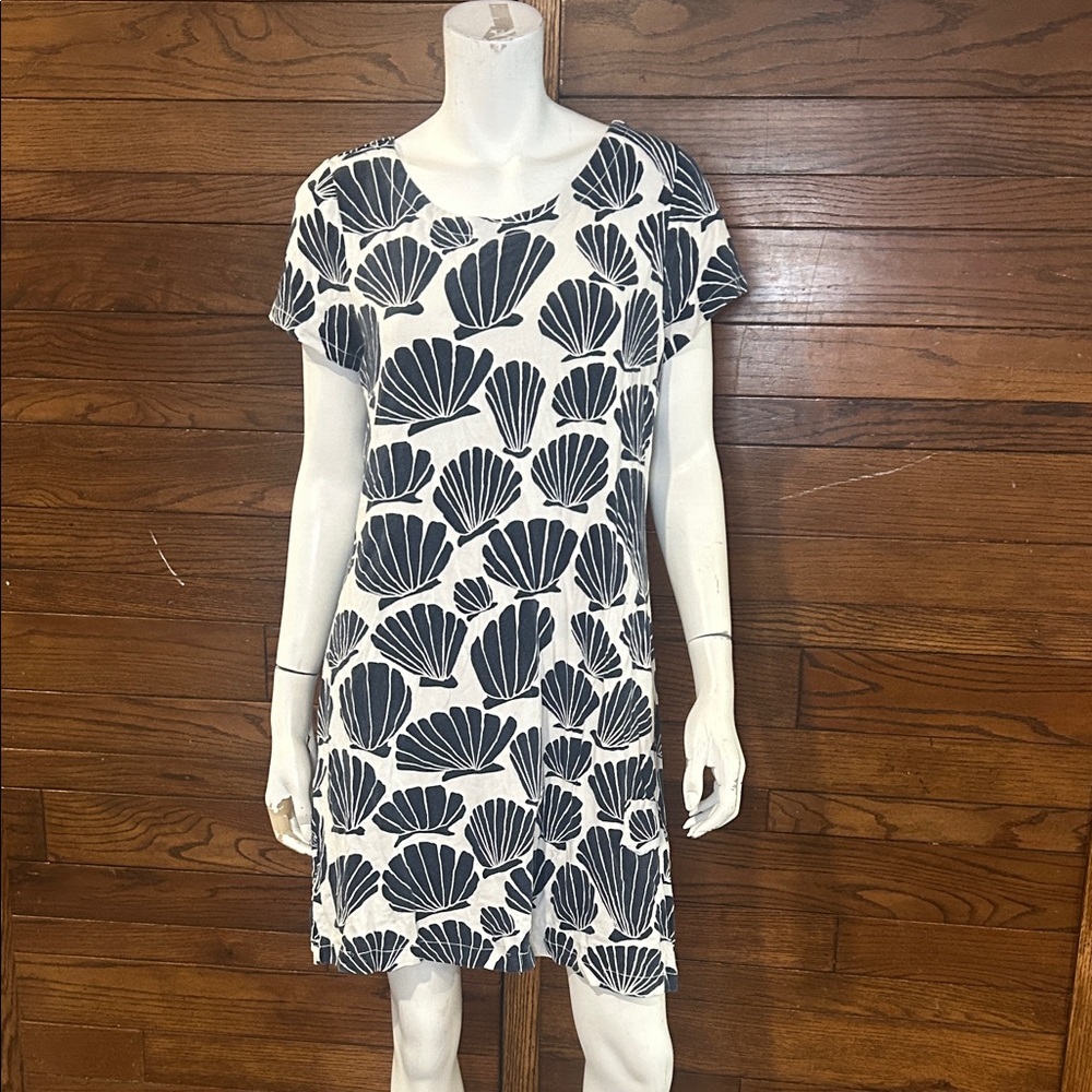 Hatley White Dress with Navy Shell Print